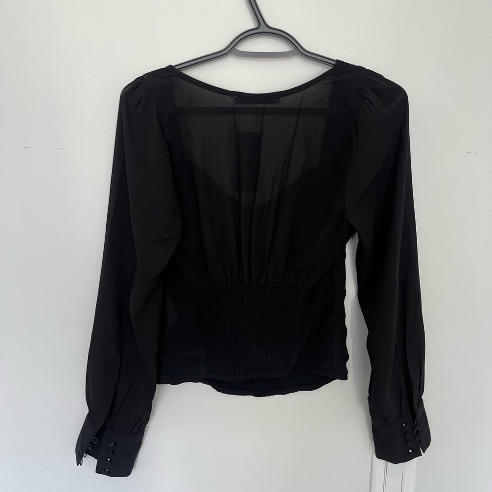 Black button up blouse - Picture 2 of 5